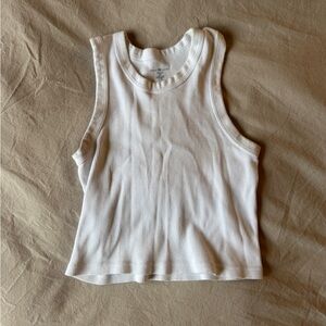 Brandy Melville White Ribbed Crop Top